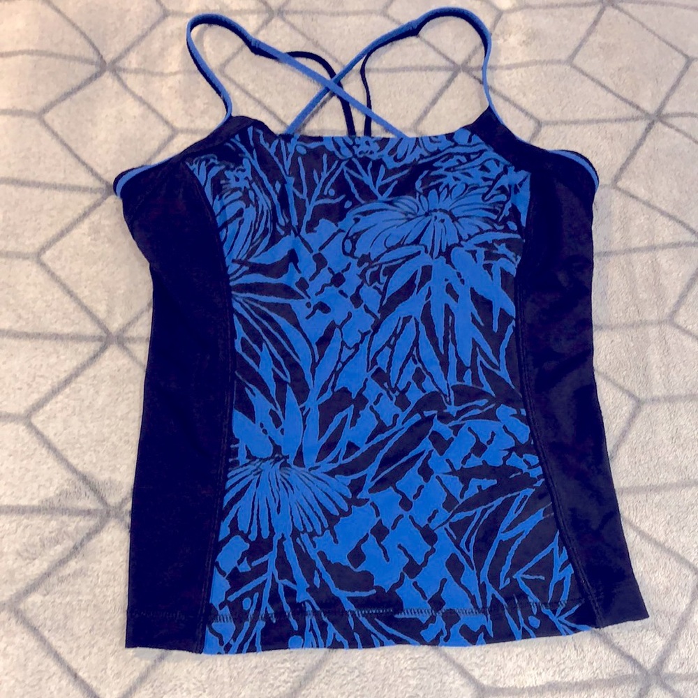 Blue Floral Tankini Top (Size 12 DD)